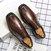 Men's Low-Top Square Toe Business Casual Leather Shoes